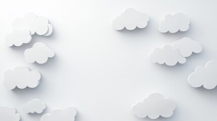 Cloud Technology Concept with Paper Clouds on White Background for Digital Business Innovation and Strategy Visualization