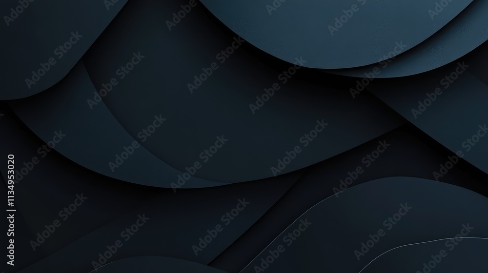 Poster layered dark abstract background with smooth curves and contours for modern design applications and 
