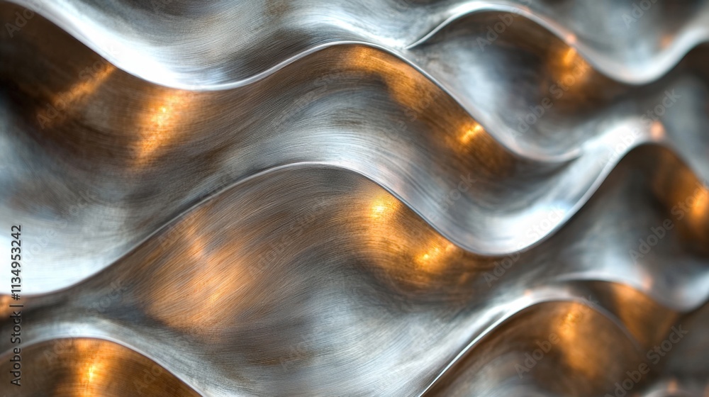 Poster textured metallic waves create a captivating play of light and shadow in an artistic display of desi