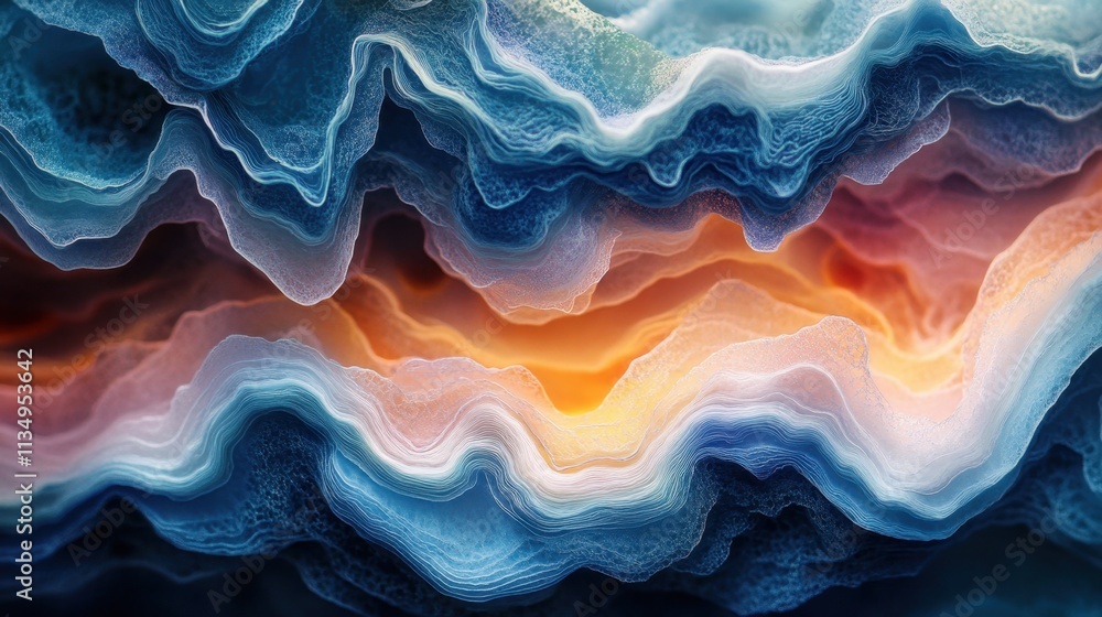 Poster layers of color swirl in a captivating display resembling natural formations captured in a dreamlike