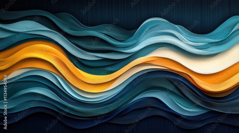 Poster vibrant waves of color create a mesmerizing abstract landscape in textured layers