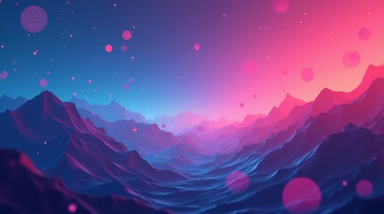 Futuristic Grid Sunset Landscape in Vibrant Neon Colors, Generative AI