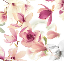 digital and textile flowers Seamless Pattern