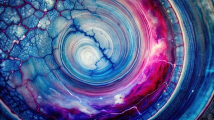 A swirling abstract pattern of blue, pink, and white, creating a sense of depth and texture