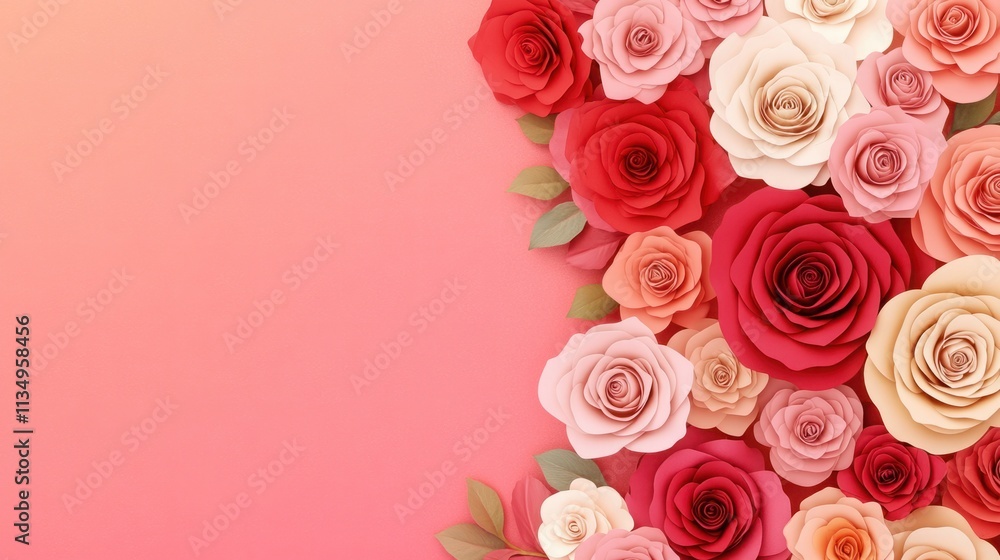 Aufkleber beautiful arrangement of multi-colored roses creating a soft gradient background with an elegant tou
