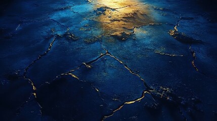Fototapeta premium Unveiling a mystical landscape under moonlight on cracked earth with shimmering reflections at dusk
