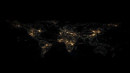 Fototapeta premium Global network connections, illuminated world map.