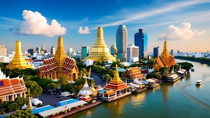Obraz premium City of Bangkok in Thailand architecture cityscape landscape.