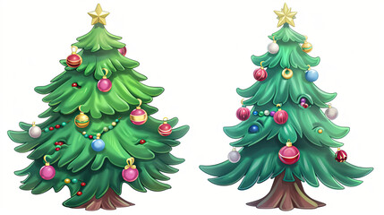 Stylish Christmas tree vector icon set