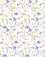 digital and textile flowers Seamless Pattern