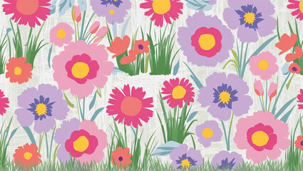 beautiful pattern with flowers, flat design illustration