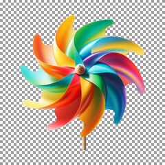 Rainbow Pinwheel Illustration - Bright and Cheerful on transparent background, png, psd
