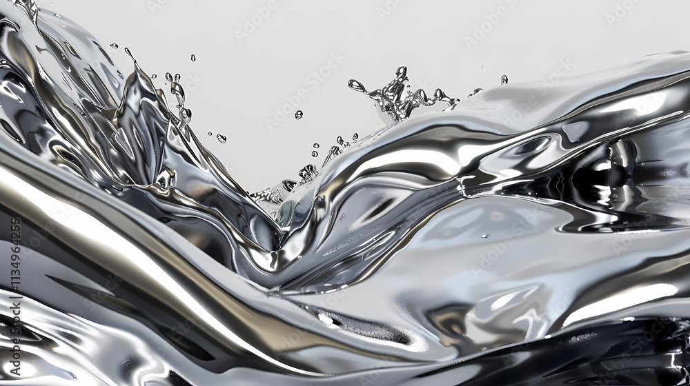 Aufkleber liquid metal flow: abstract close-up of a dynamic flow of liquid metal, creating swirling patterns a