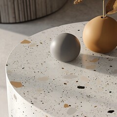 Terrazzo Sphere Composition in Contemporary Interior Setting
