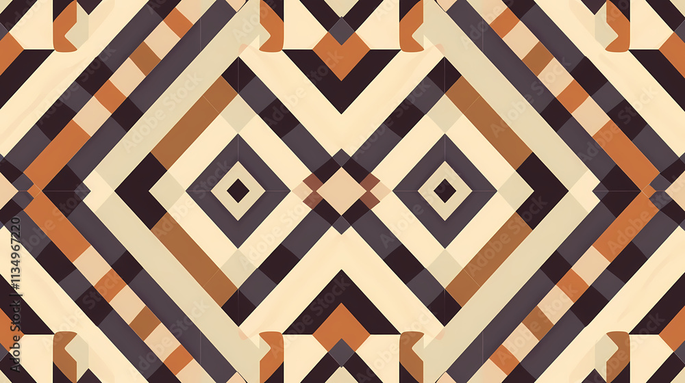 Poster geometric abstract pattern: a vibrant and visually captivating geometric pattern in earthy tones of 