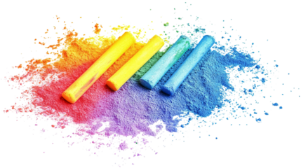 Colorful Chalk Isolated on White Background for Creative Learning