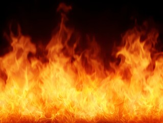Fiery Inferno Wall of Blazing Orange and Yellow Flames