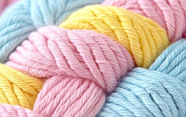 Pastel Yarn Balls Pink Yellow Blue Soft Texture Crafts Knitting Crochet Hobby DIY Thread Fiber Wool