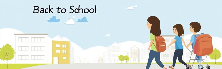 Obraz premium Back to school poster, Back to school sale horizontal banner vector illustration design