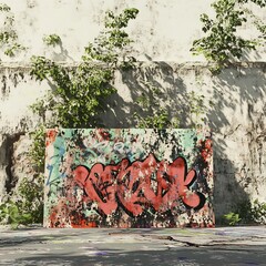 Vibrant Graffiti Wall with Abstract Color Patterns in Urban City Setting