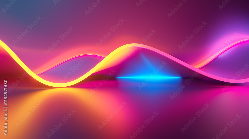 Poster abstract neon waves: a mesmerizing abstract background with vibrant neon lights in a swirling patter