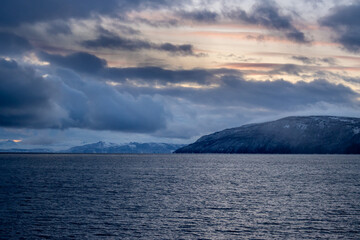 Winter evening at Ofotfjorden, Norway