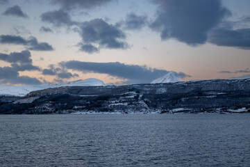 Winter evening at Ofotfjorden, Norway