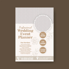 Luxury Modern vertical print flyer or poster template for wedding invitation, editable wedding event flyer or poster, wedding photography, Birthday celebration party, event management template design