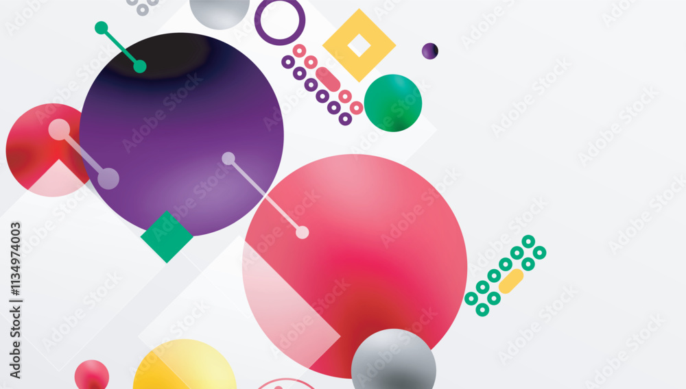 Aufkleber minimalistic abstract vector design, layered geometric shapes circles, squares, and triangles with s