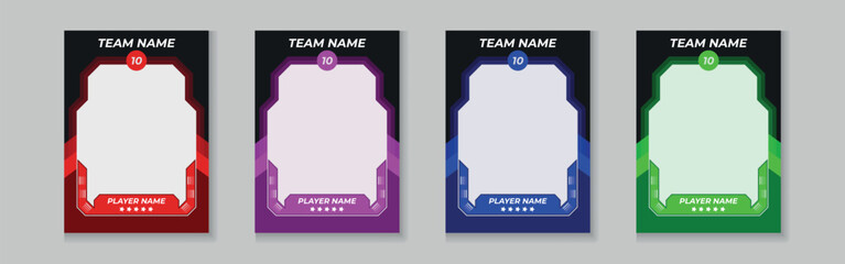 Trading card template design for sports, picture frame for player performance, photo frame or border collection for hockey, basketball and football player, sports flyer design, template eps 10.  © Graphaxil