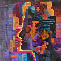 Rorschach hypnagogic maximalism faces Tattoo idea sketch