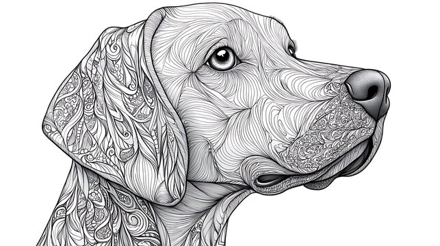 Zentangle dog drawing, antistress, for children and adults 
