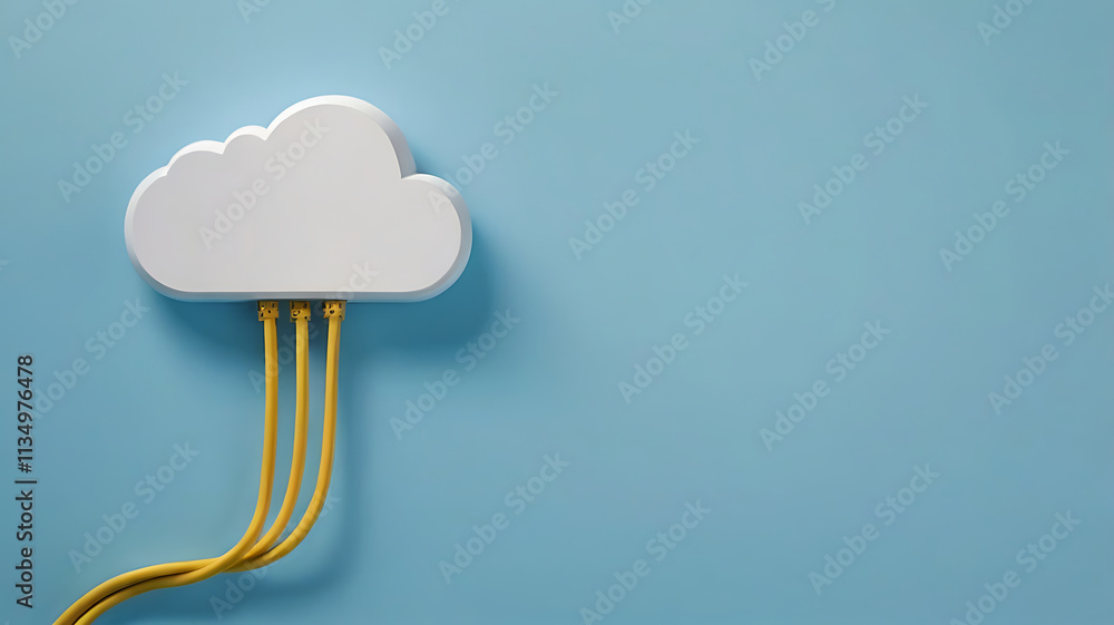 Aufkleber cloud computing, ethernet cables,cloud computing and network connectivity digital illustration, data