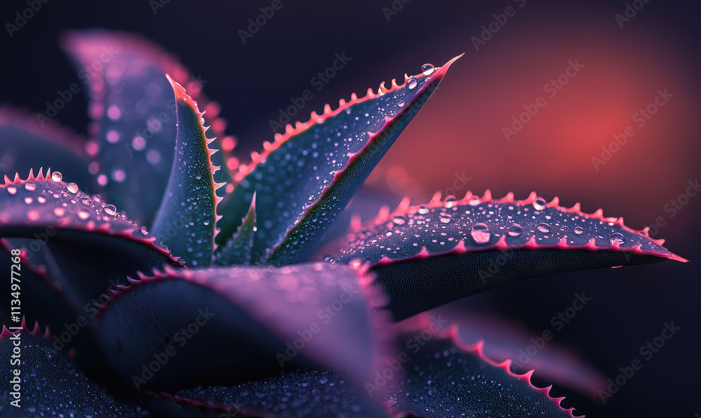 Aufkleber mesmerizing close-up of vibrant succulent with dew droplets and sharp edges creating exotic botanica