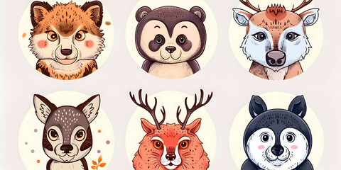 Obraz premium Stylized Animal Portraits: A Creative Showcase of Wild Beauty