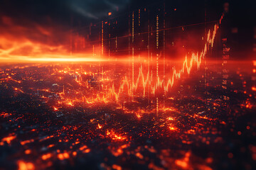 Naklejka premium A illustration depicting the collapse of stock market values, with falling stock charts, crashing numbers, and a sense of economic turmoil, symbolizing a financial crisis