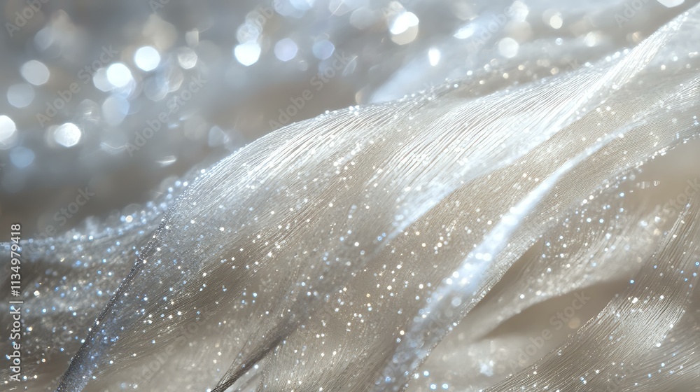 Poster glittering silver threads with delicate bokeh interwoven in a shimmering celestial tapestry under a 