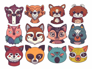 Fototapeta premium Forest Friends Portraits: A Whimsical Collection of Woodland Creatures