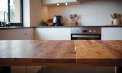 Kitchen Table Focus: A rustic wooden table takes center stage in a modern kitchen, inviting you to imagine the delicious meals and warm conversations that will unfold.