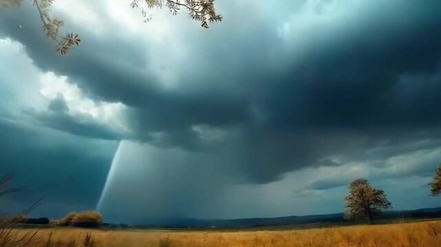 Dark clouds rolling in over a landscape