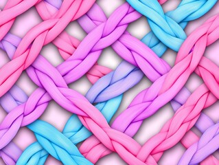Obraz premium Pastel Pink Purple Blue Braided Fabric Texture Background
