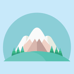 a vector serene flat design of dome mountains with smooth, rounded peaks and gentle slopes