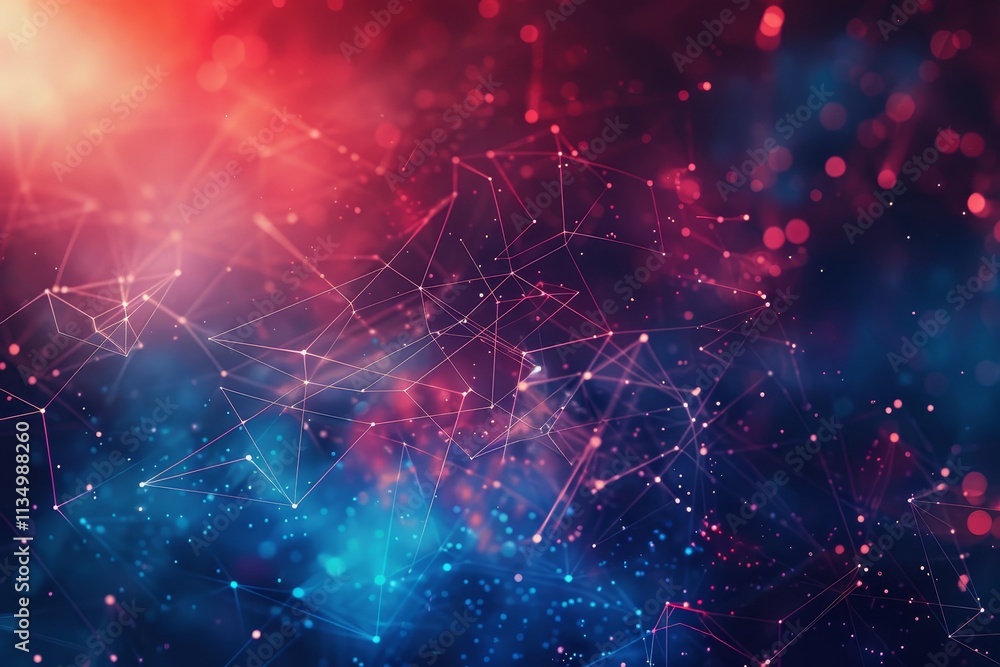 Aufkleber a dynamic cosmic landscape reveals a blend of vibrant colors, glowing particles, and intricate geome