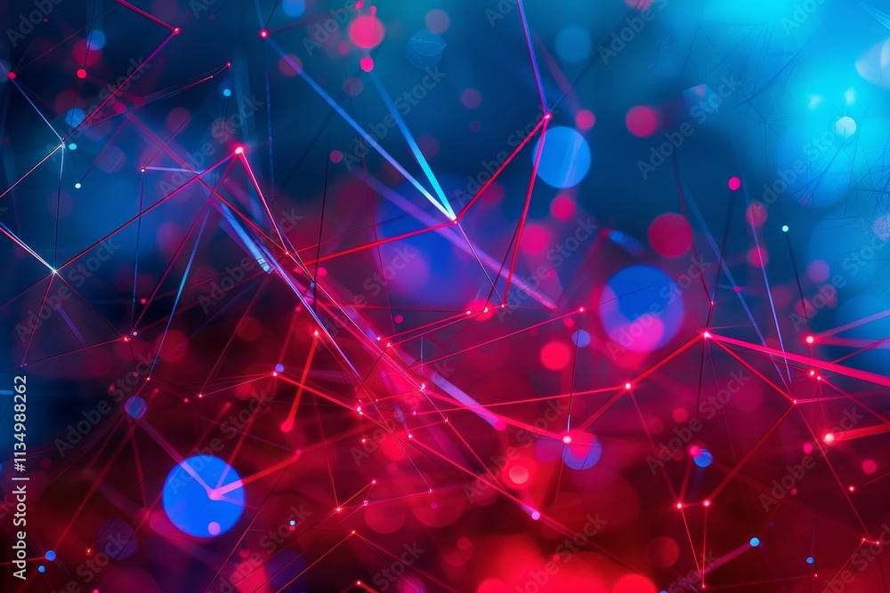 Aufkleber vivid red and blue lights intertwine in a dynamic abstract pattern, illustrating a blend of technolo