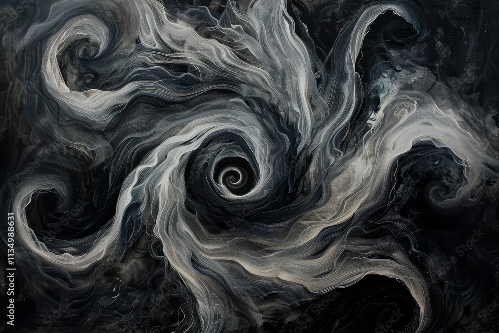Poster a dynamic swirl of black and white, dancing patterns create an enchanting vortex effect against a da