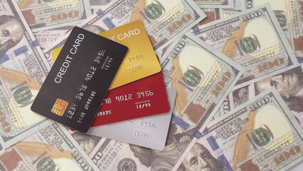 Credit cards and US dollars banknotes