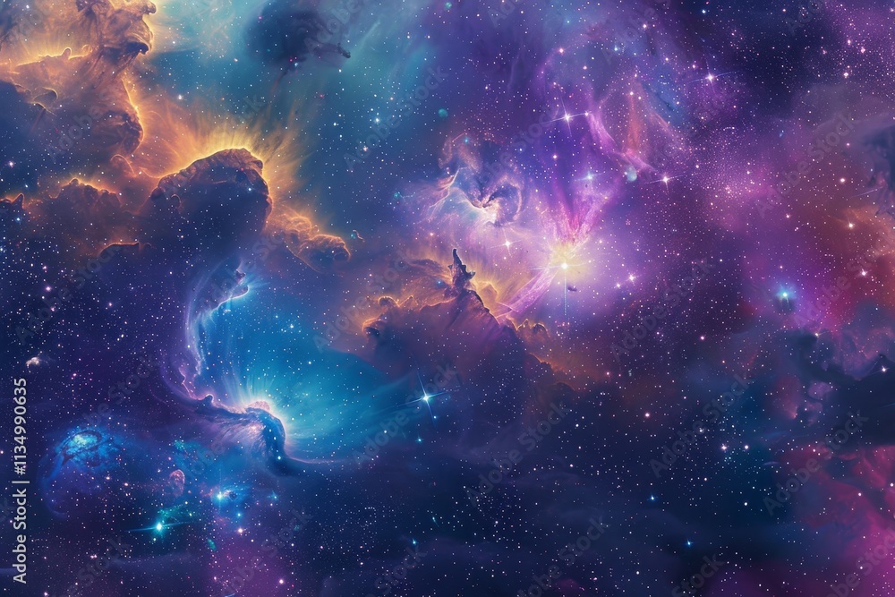 Aufkleber the vast universe displays a stunning array of colorful nebulae and twinkling stars blending beautif