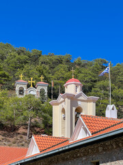 Buildings of Kykkos Monastery in the Troodos Mountains in Cyprus. Near the village of Milikuri