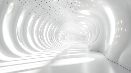 Naklejka premium Curved walls and smooth lighting create an enchanting atmosphere in a modern walkway