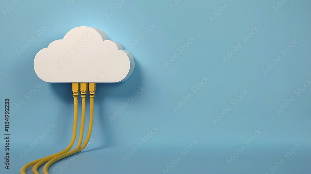 Poster cloud computing, ethernet cables,cloud computing and network connectivity digital illustration, data